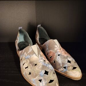 LOGO by Lori Goldstein Artistic Blue and Tan Loafers